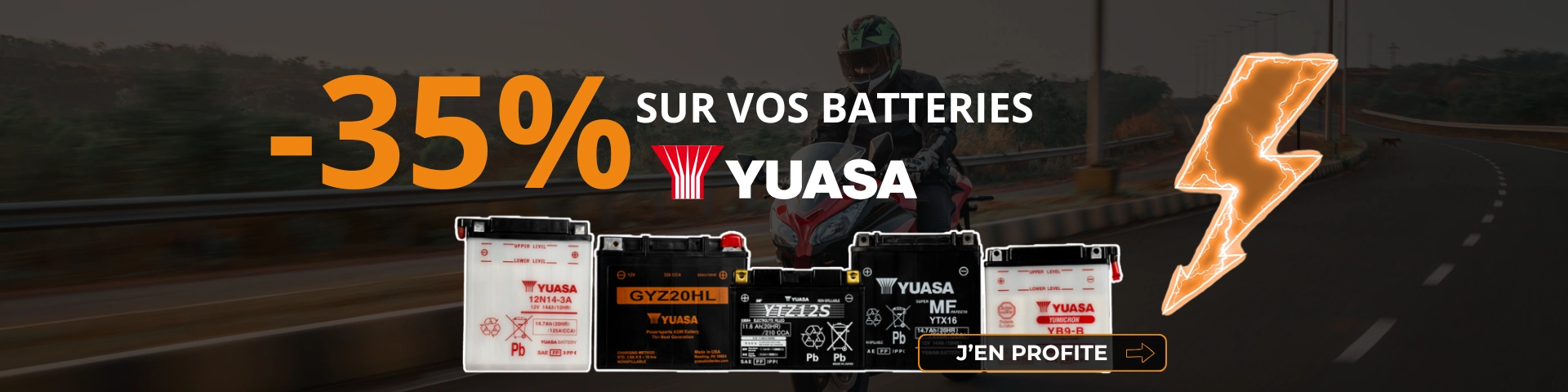 <p>-35% sur Yuasa</p>
